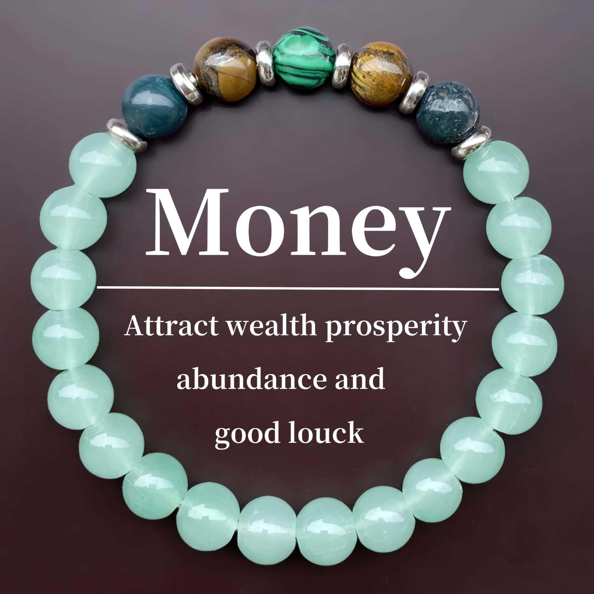 

Браслет з кристалів та натурального каменю Браслет з намистин One Size зелений