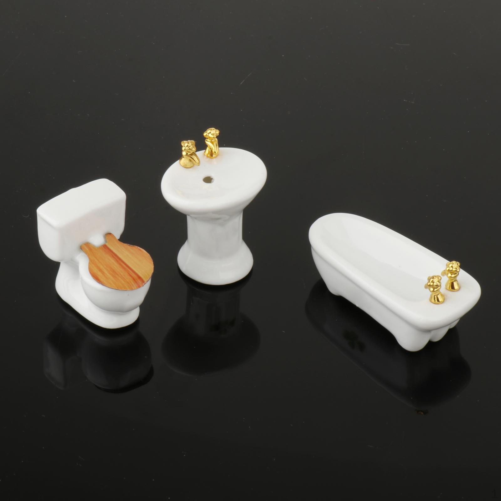 

Керамический кукольный домик унитаз ванна кукольный домик ванная комната аксессуары мини мебель игрушки для мальчиков девочек white