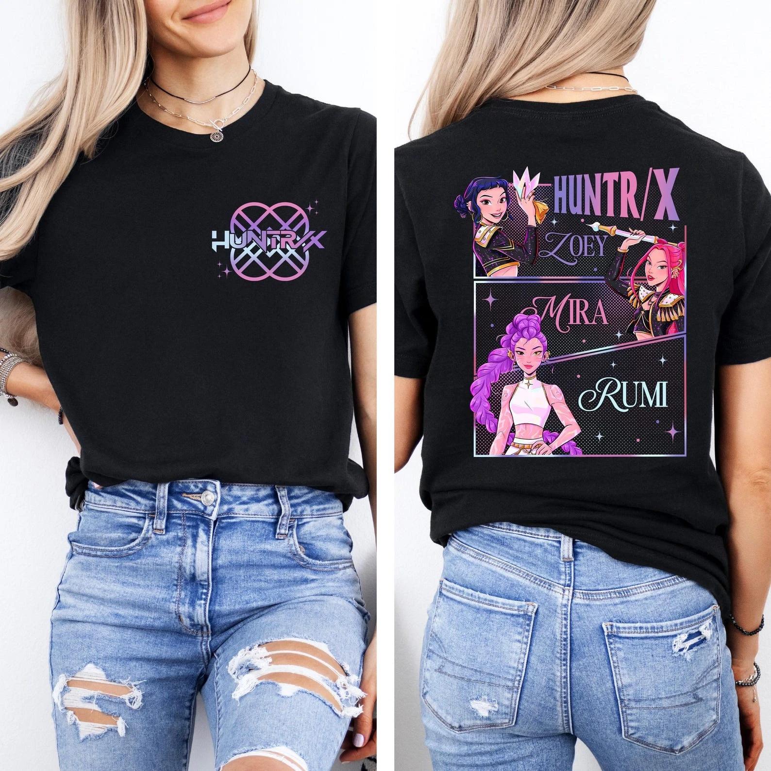 

Kpop Huntrix Demon Hunters Shirt Korean Pop Lover Gift Saja Girls Shirt Graphic Short Sleeve Shirt Unisex Men Women All-season XL