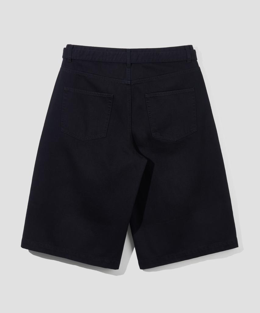 AGOD Belted Incision Cotton Bermuda Pants [Black]