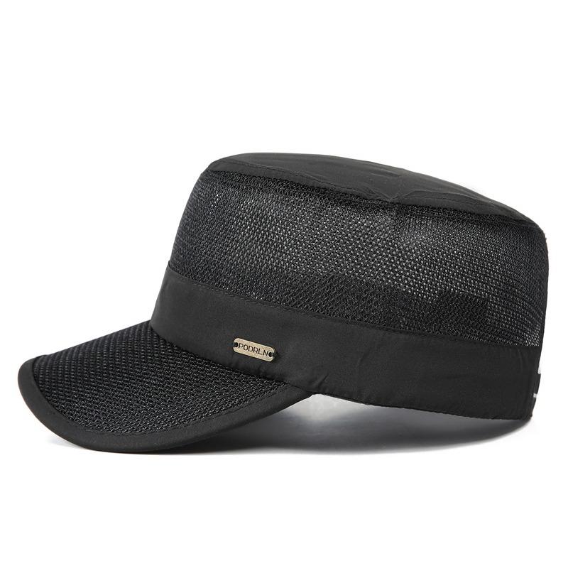 Men's Flat Top Hat Summer New Mesh Breathable Cap Outdoor Sun Hat Hat