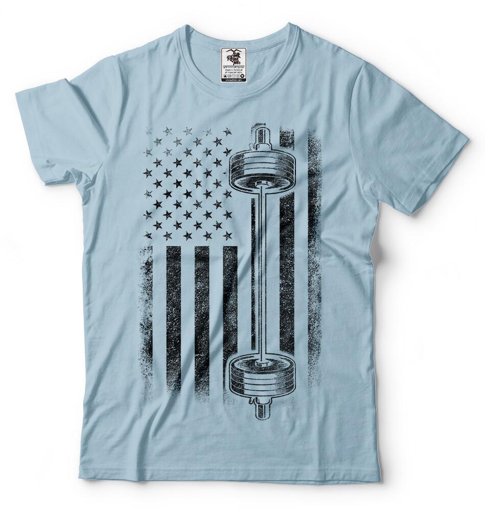 American Flag Gym and Fitness Tshirt Bodybuilding Weight Lifting Shirt S