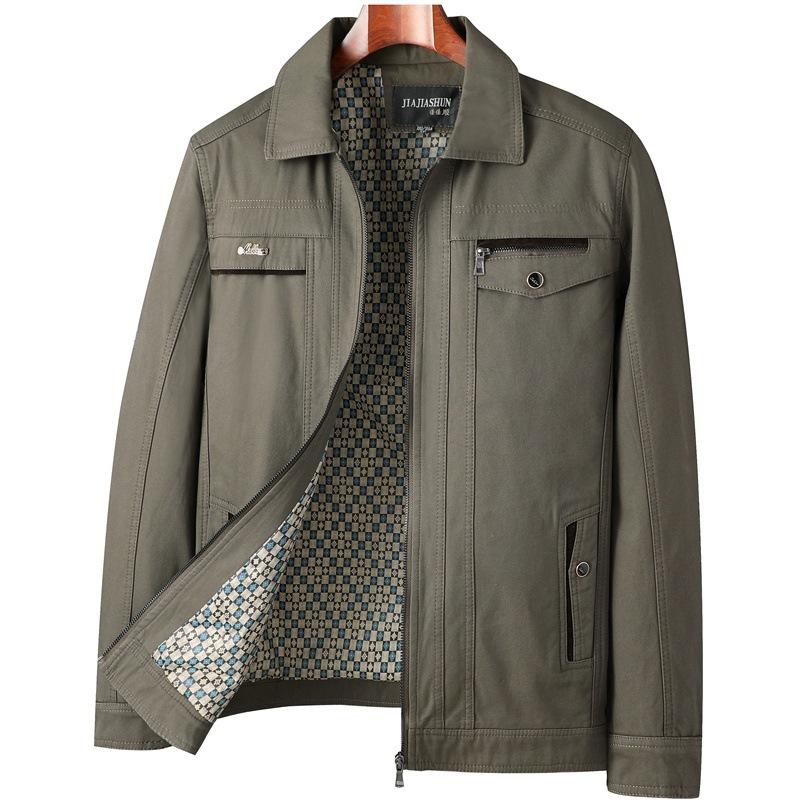 

Бавовняна куртка на міжсезоння для тата - З коміром-стійкою для чоловіків середнього та похилого віку 185 (145-160 kg)