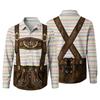 Camicia da uomo per l'Oktoberfest con stampa 3D, vestibilità ampia, manica lunga, colletto classico, adatta per la primavera e l'autunno, per uso casual all'aperto, festival, feste