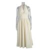 Women's 100% Cotton Long Maxi Dress  Spring Summer V-Neck Tie Waist Flowy A-Line Dress for Women European American Style