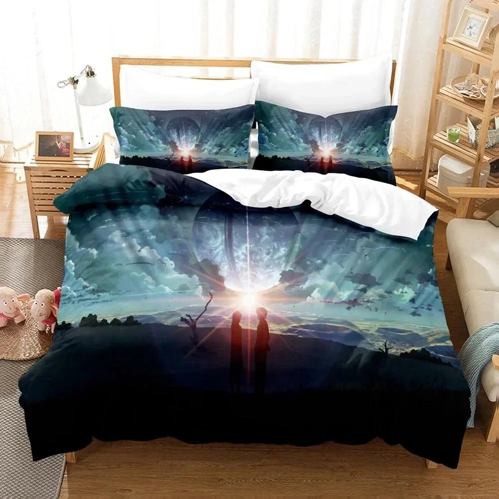 Japan 3D Anime 5 Centimeters Per Second Printed Bed Set Duvet Cover Pillowcase Bedding Set Bed Linen Sheet Quilt Cover Full Size