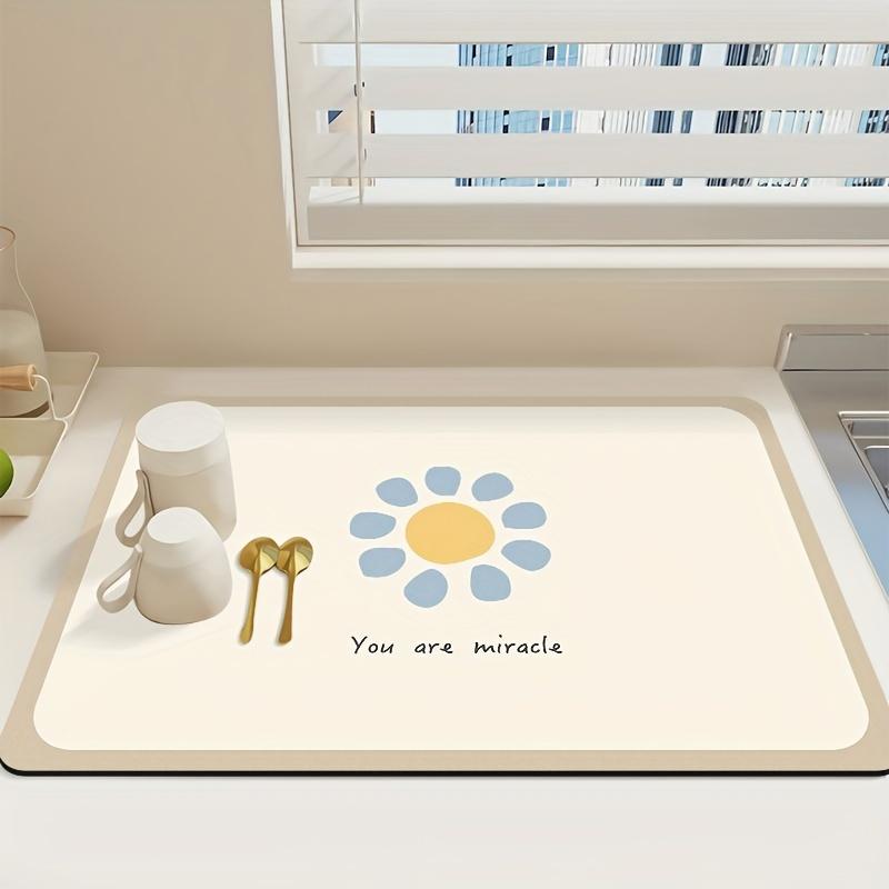 Floral Pattern Anti-Slip Mat for Dish Drying and Table Decoration with Heat Insulation