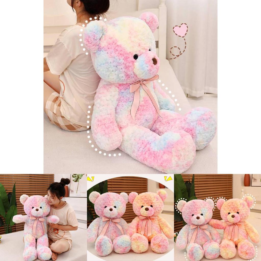 Entzückender Tie-Dye Teddybär Plüschtier mit Regenbogenband Weich und Kuschelig 100cm