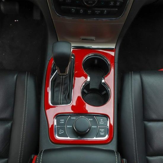 Interior Red Gear Shift Panel Cover Trim Kit for 2016- Jeep Grand Cherokee