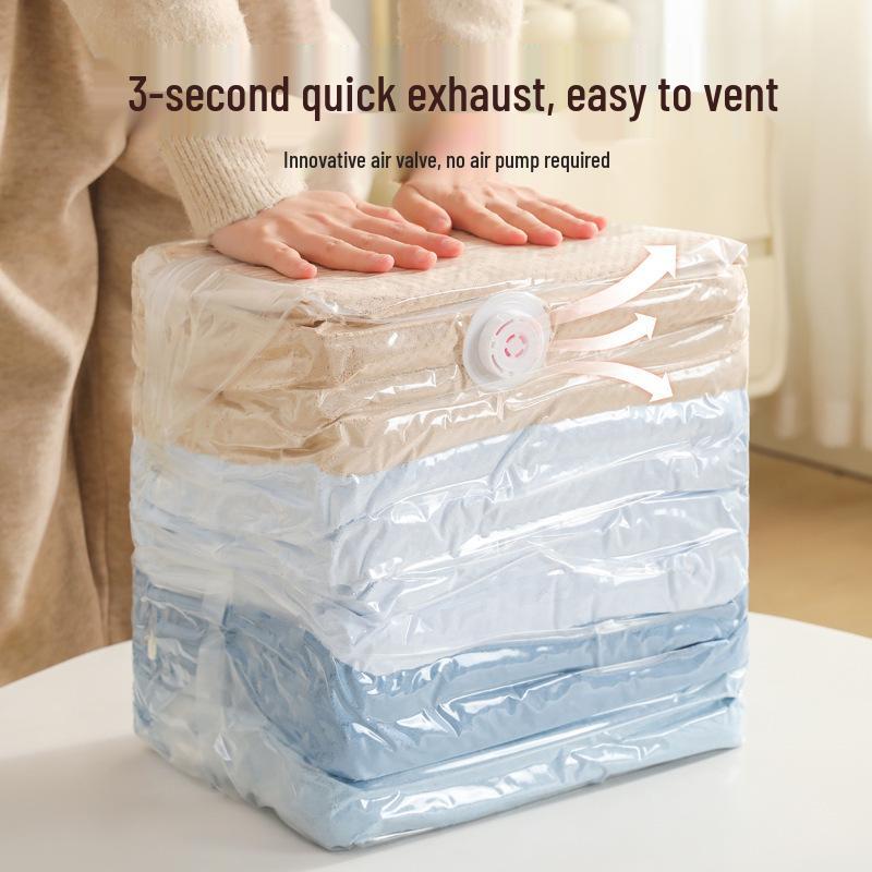 3D Thick Vacuum Compression Storage Bag for Clothes & Quilts, No Pump Needed, Large Capacity Small 40*60*32cm