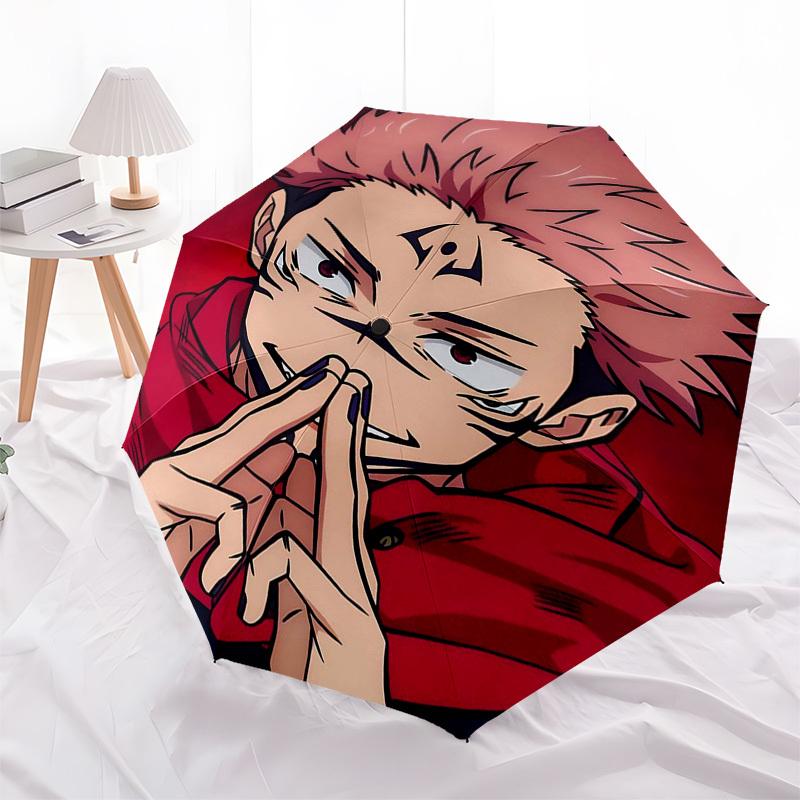 

1pc Jujutsu Kaisen Design Automatic Folding Umbrella with 3-Fold Design, Iron Frame, Outdoor Use, Festival Gift for Fans, Travelers, Daily Use, Perfec