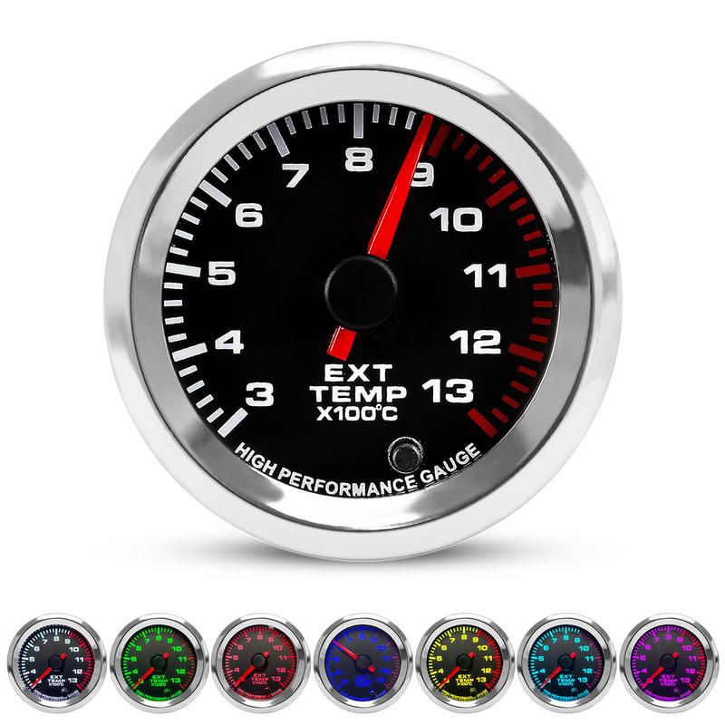 2'' 52mm Car High Performance Exhaust Gas Temp Gauge 300-1300 Celsius 7 Colors Pointer EGT Gauge Meter With Stepper Motor