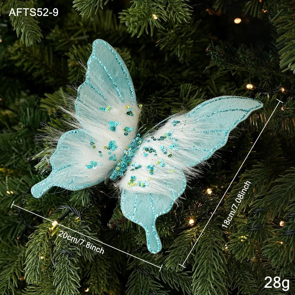 Sequin Bead Butterfly Ornament Fluff Hair Xmas Hanger New Party Decor  Holiday Event