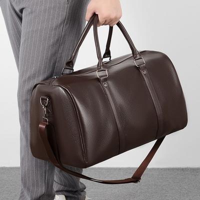 Shoulder Bag Great Load Bearing Firm Stitching Dry Wet Separation Smooth Faux Leather Large Capacity Solid Color Unisex Business