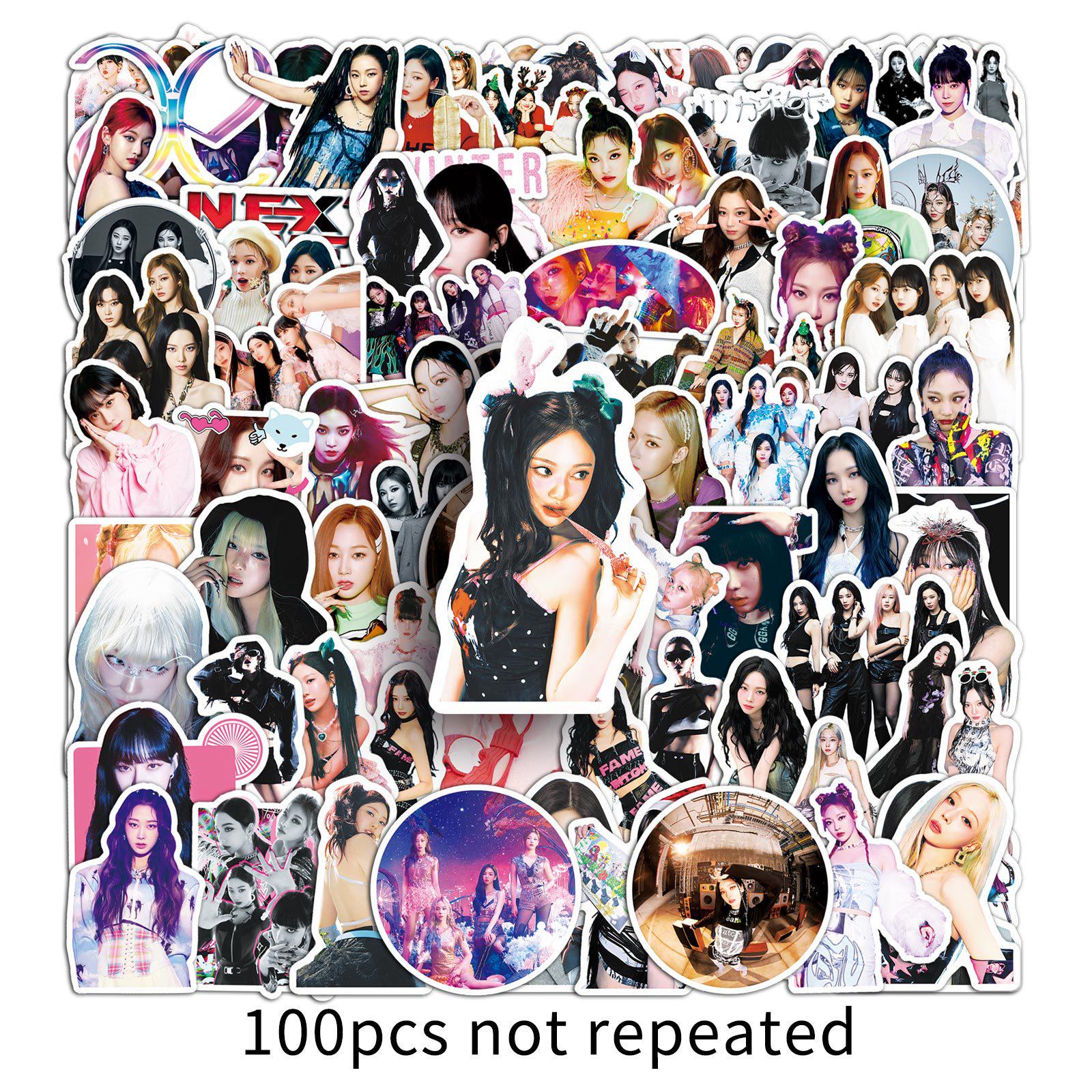 Aespa Korean Angry Pattern Star Merchandise Personalized Stickers (100 Sheets) for Earphones, Luggage, and Power Banks.