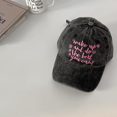Koreanische Version Ins weiß gewaschene Baseballkappe für Damen, amerikanische Retro-Buchstaben-altmodische Schirmmütze, Sonnenhut für Herren