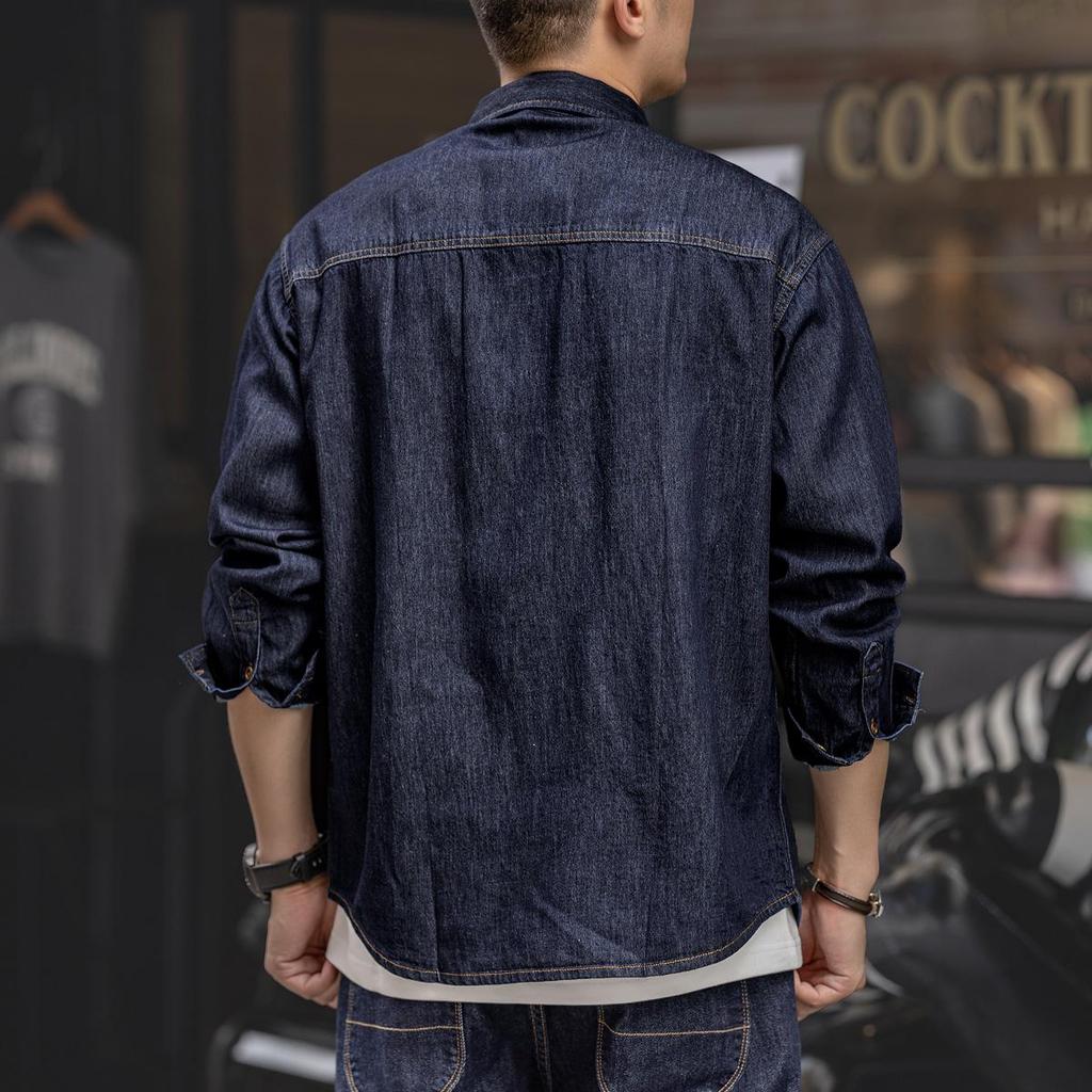 Glanlu Men's Long Sleeve Denim Workwear Shirt Jacket - New Autumn Trend