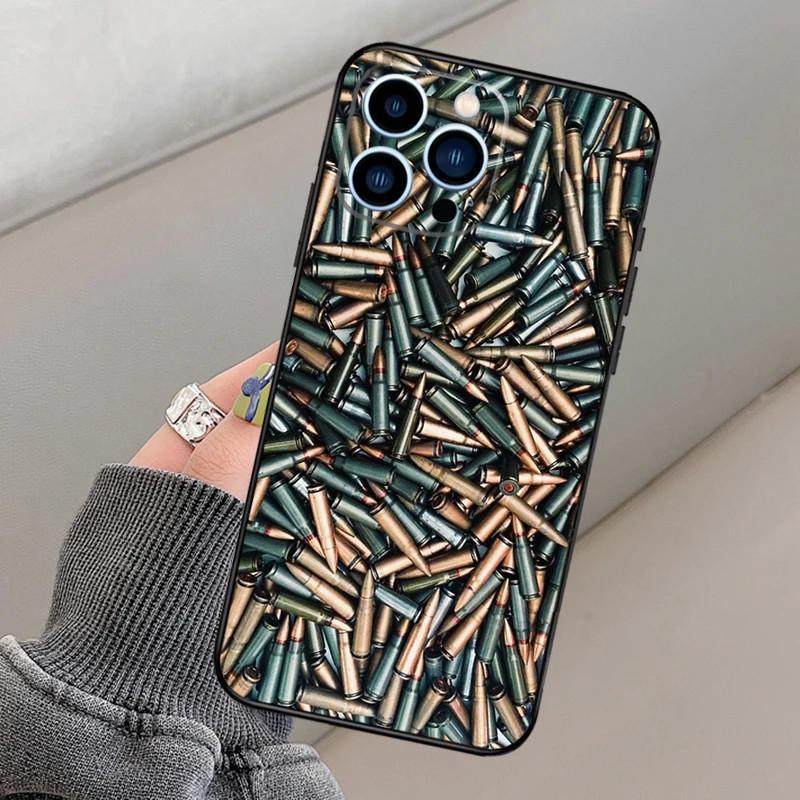 Použitelné pro pouzdro na mobilní telefon iPhone15, Pouzdro na mobilní telefon s motivem zbraně a nábojů, Malované Anti-Drop je Anti-Drop Mobilní telefon.