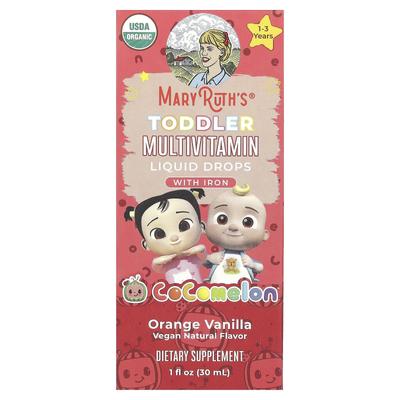 Cocomelon, Multivitamin für Kleinkinder, Flüssigtropfen, mit Eisen, Alter 1–3, Orange-Vanille, 1 fl oz (30 ml)