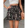 Women's Summer Printed Wide-Leg Lace-Up Shorts, Fashionable and Elegant Vacation Beach Skirt Women's Beach Vacation Printed Mini Skirt