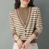 Early Autumn Women's Knitwear Half High Neck Clashing Stripe Sweater Bottom Sweater