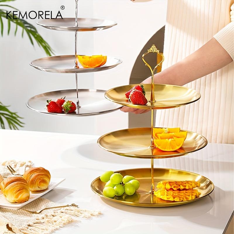 2/3 Layer Stainless Steel Cake Stand Fruit Tray Restaurant Detachable Dessert Rack Gold Silver Fruit Plate Snack Candy Tray