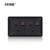 EIOMR 13A UK Standard Plug Power Wall Socket and Switch 250V, with USB Type-C Charger Port 5V 2.1A, Black PC Curved Frame Panel