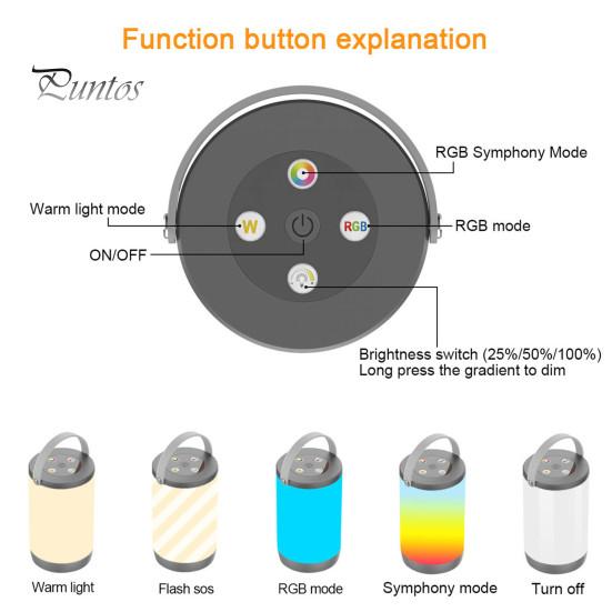 RGB Table Lamp AMZ LED Night Brightness Adjustable Memory Function Fingertip Control Symphony Mode Rechargeable Color Change Light Hanging Lantern