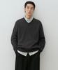 MUSINSA STANDARD Washable Supima Cotton V-Neck Knit [Dark Gray]