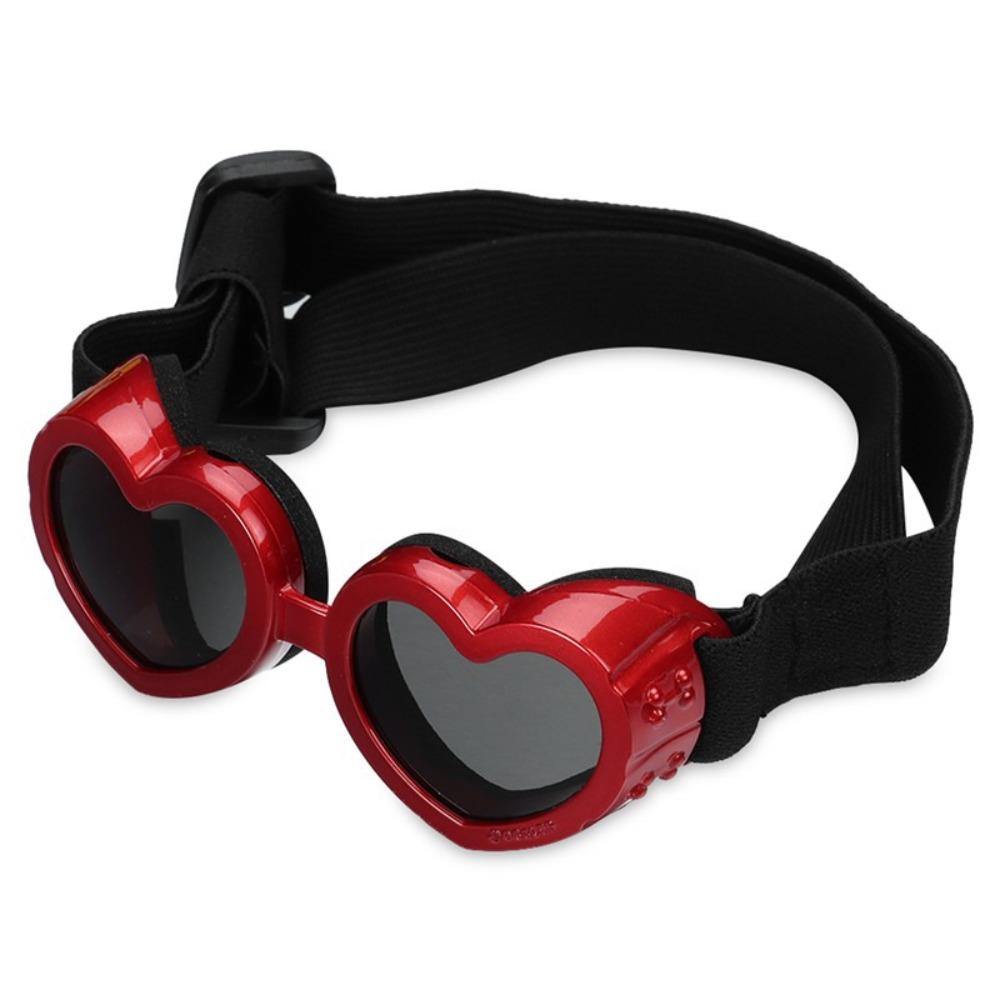 Fashion Heart-shaped Puppy Eyeglasses UV Protection Waterproof Dog Eyewear Glasses Adjustable Strap Dog Sunglasses Pet Supplies