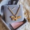 Personalized 18K Gold Plated Stainless Steel Name Necklace with Engraving and Box Chain