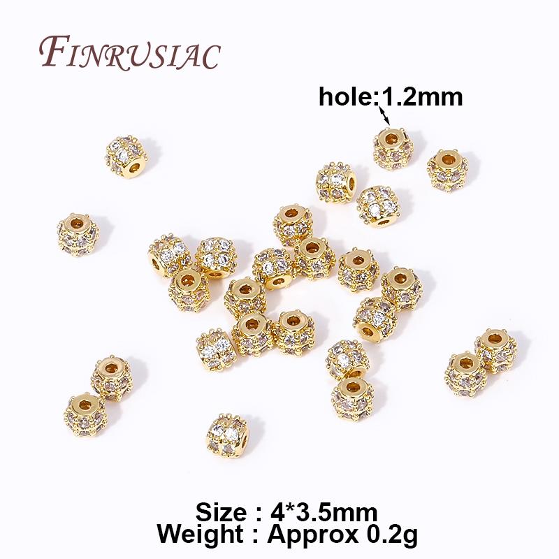 

Fashion 18K Gold Plated Inlay Zircon Round Spacer Beads For Needlework Natural Stones Beading Jewelry Making DIY Accessories 2 Pieces