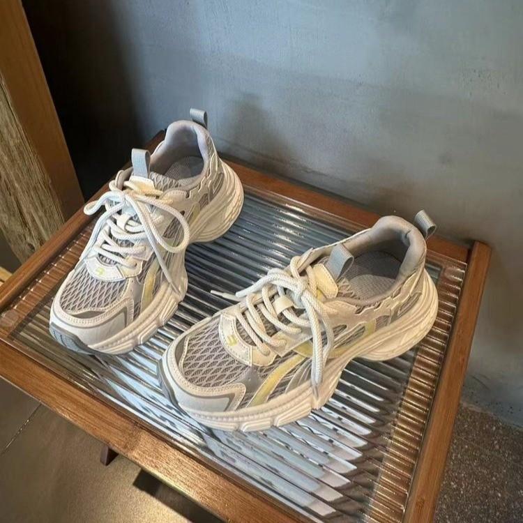 Spring and Summer Breathable Mesh Thick-soled Thin Women's Dad Shoes Fashionable Versatile Sports and Leisure Shoes Single Mesh Soft Sole