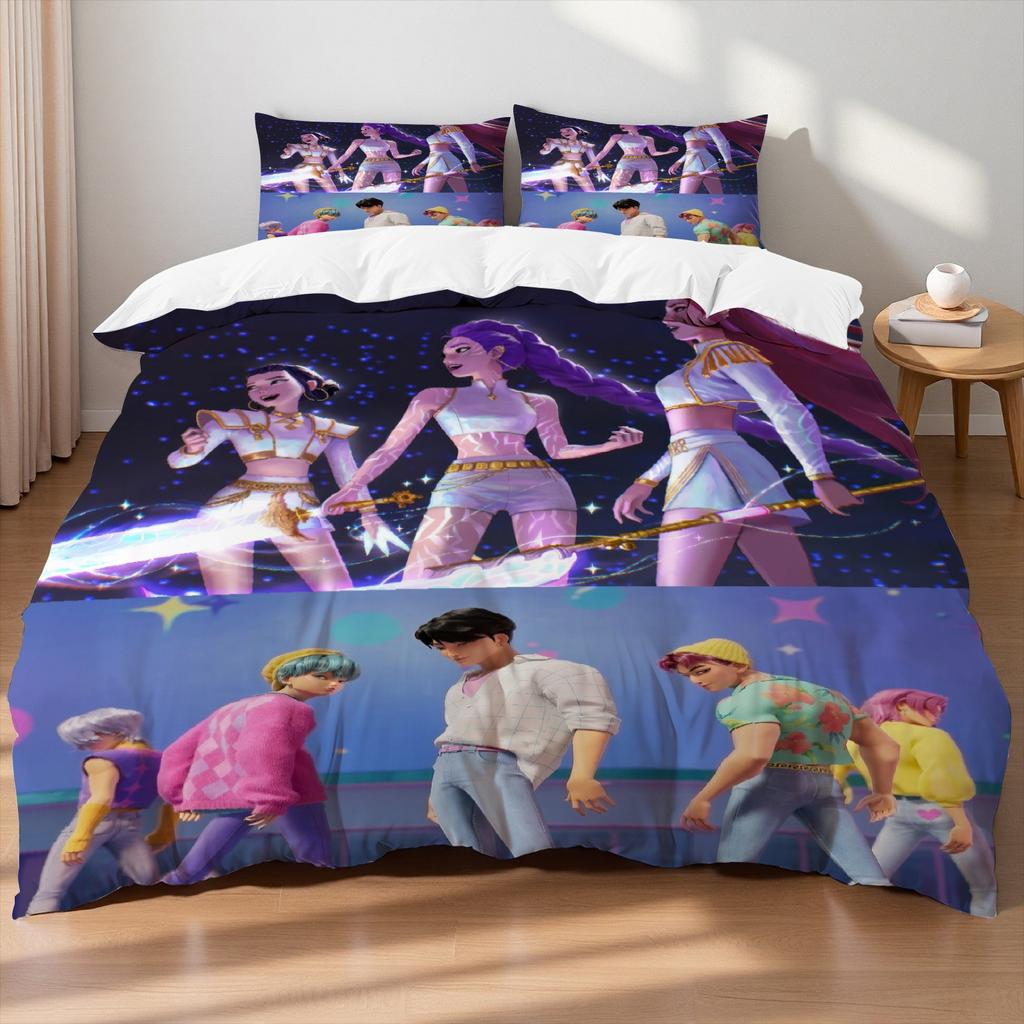 Rami Dämonenjäger K-Pop Mädchen Jungen Gruppe Bedruckter Kernloser Bettbezug Mehrere Größen Schlafzimmer Wohnheim Feiertagsbettwäsche Dekoration