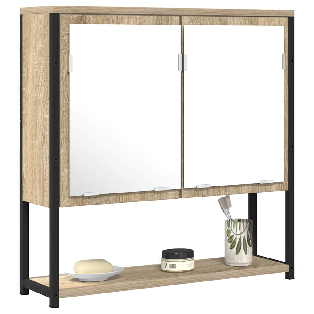 Bathroom Mirror with Shelf Wall Mounted Beige 60 X 16 X 60 Cm