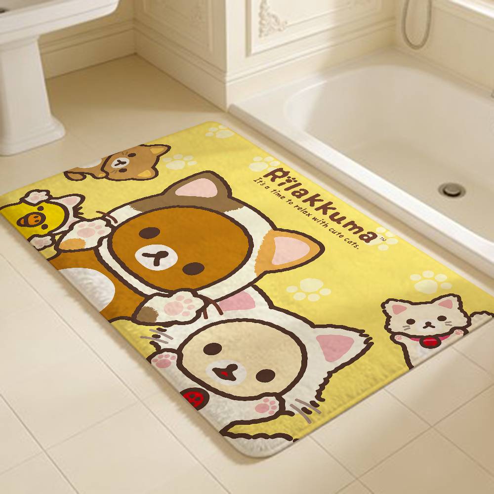 R-Rilakkuma Cartoon Anime Floor Mat Cheaper Anti-slip Modern Living Room Balcony Printed Bedside Mats
