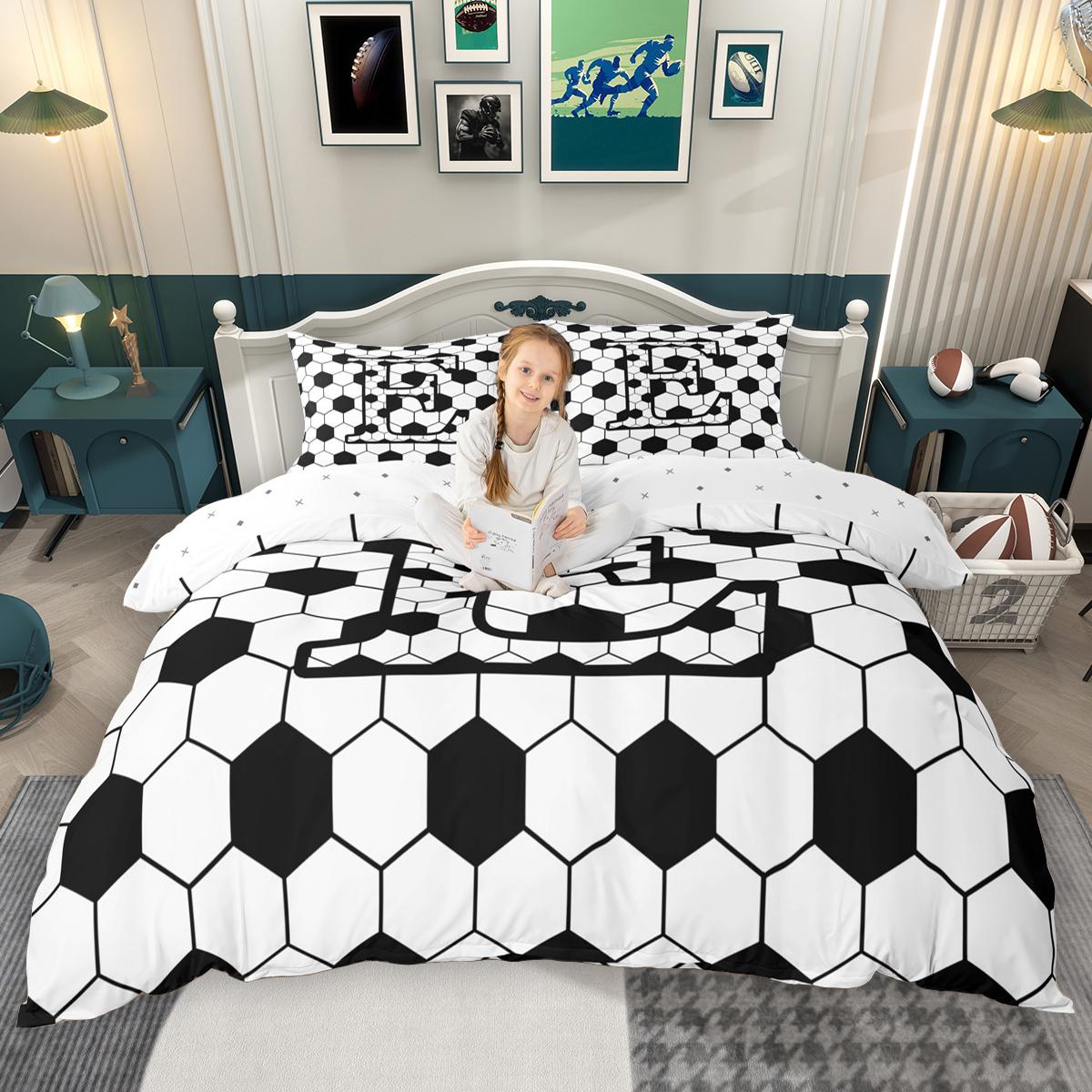 Comforter Homewish Football Soccer Sports Initial Comforter Set Personalized Monogrammed Bed Set Comforter (quilt)-EU Single(135*200cm)3pcs