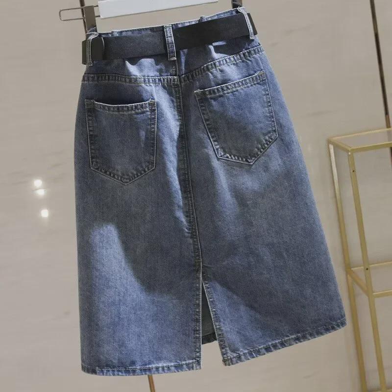 2024 Spring & Summer Women's High Waist Slim Denim Skirt with Split