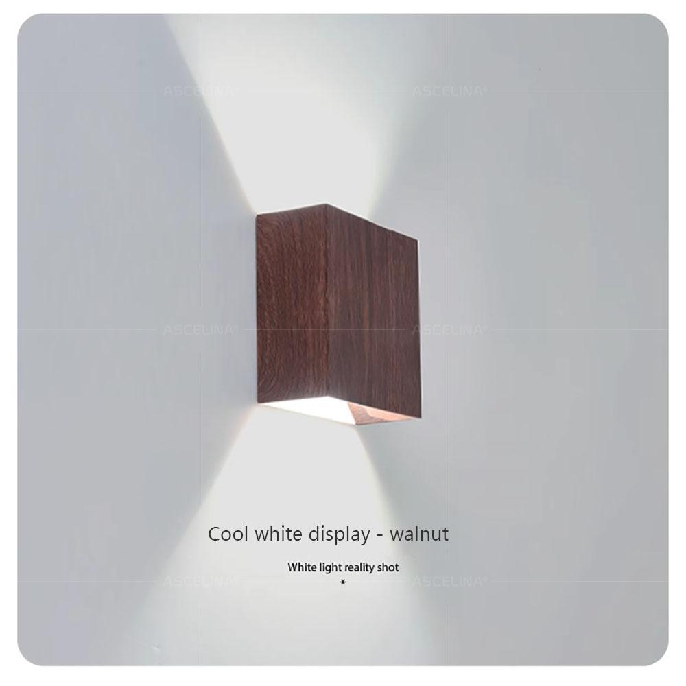 Nordic Wall Lamp Led Up Down Warm Light For Living Room Bedroom Aisle Wall Decor Wood/Walnut Corridor Sconce Decorative Fixture