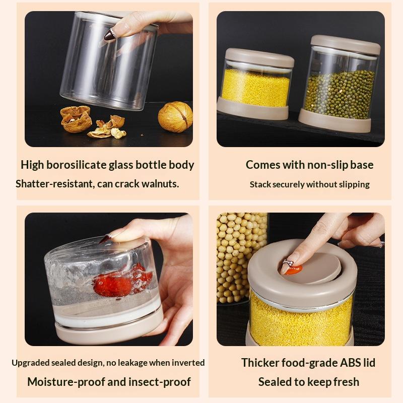 1 Stück Glasversiegelter Aufbewahrungsbehälter für Lebensmittel Hitzebeständig Küchenzubehör Mehrzweck-Teedosen Lagerung für Getreide Kaffeebohnen
