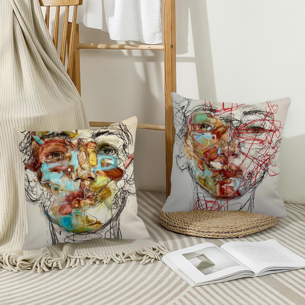 Art Abstract S-Sabine D-Danze Pillow Case Office Cushions Suitable For Sofa Car Bedroom Decorative Cushion Cover