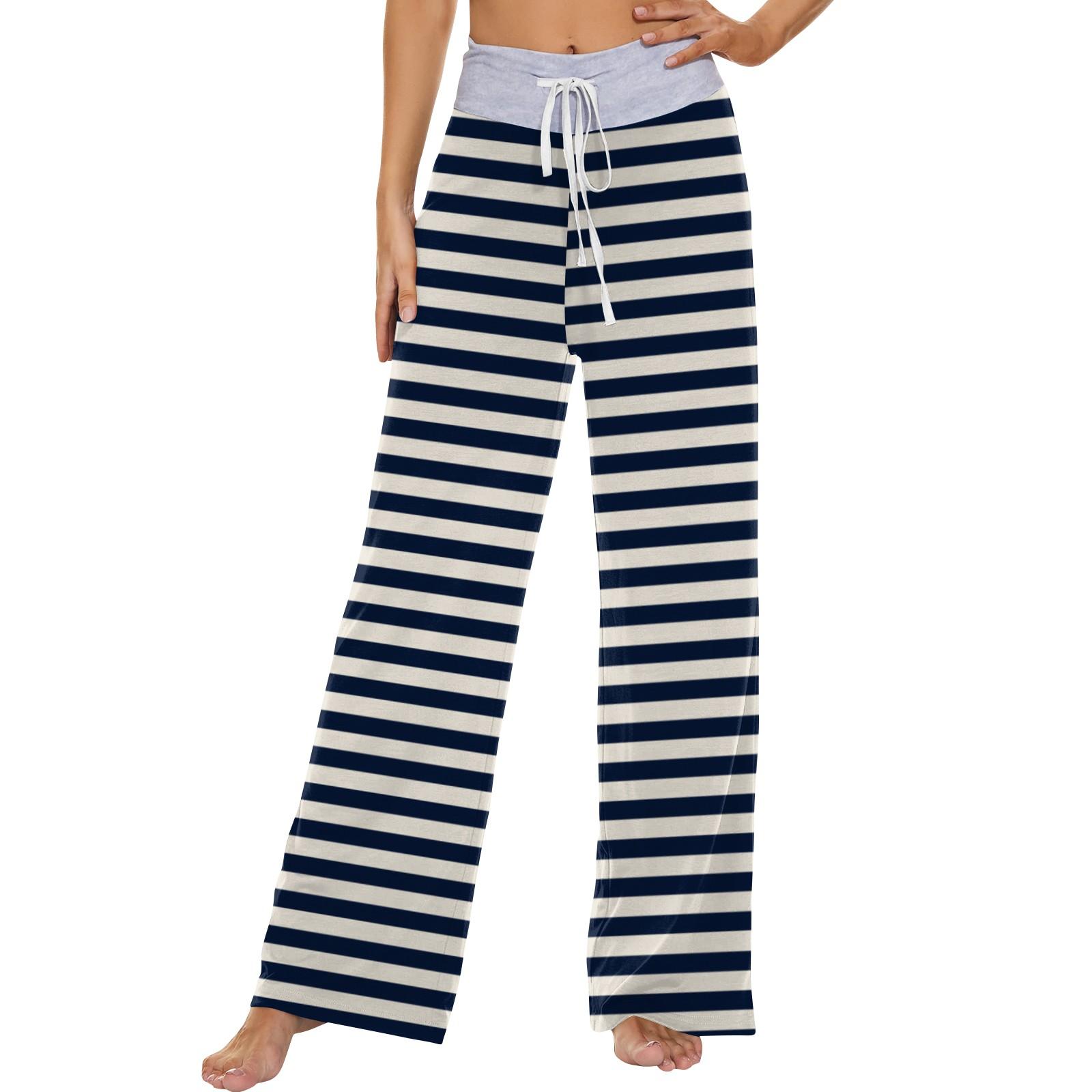 Women s Fashion Casual Comfortable Pajama Pants Printed Drawstring Wide Leg Pants S