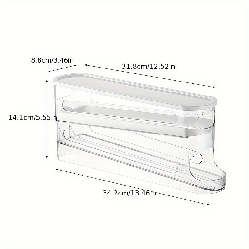 2Transparent Rolling Food-Grade Kitchen Egg Storage Box Refrigerator Organizer Plastic Storage Tray