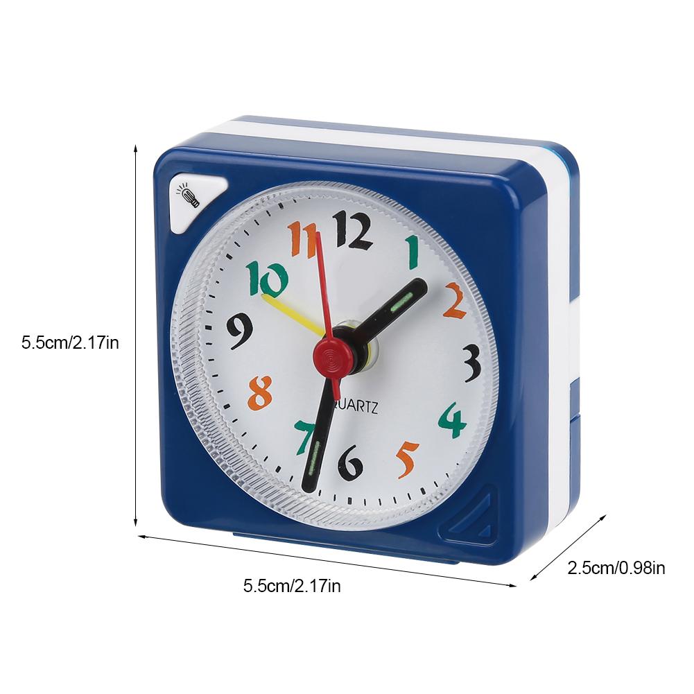 Mini Travel Table Alarm Clock Quartz LED Light with Snooze Function Battery Operated