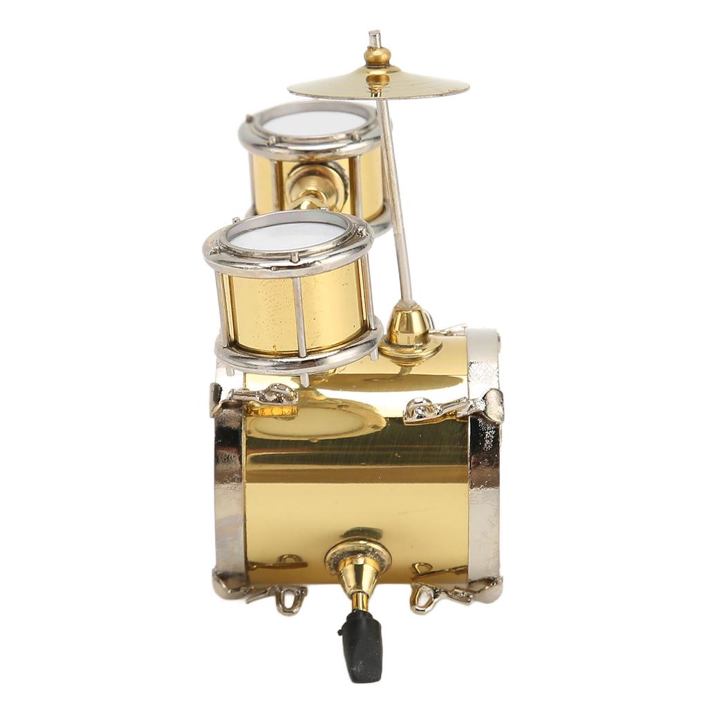 Copper Miniature Drum Set Model with Case Mini Percussion Musical Instrument Model Dollhouse