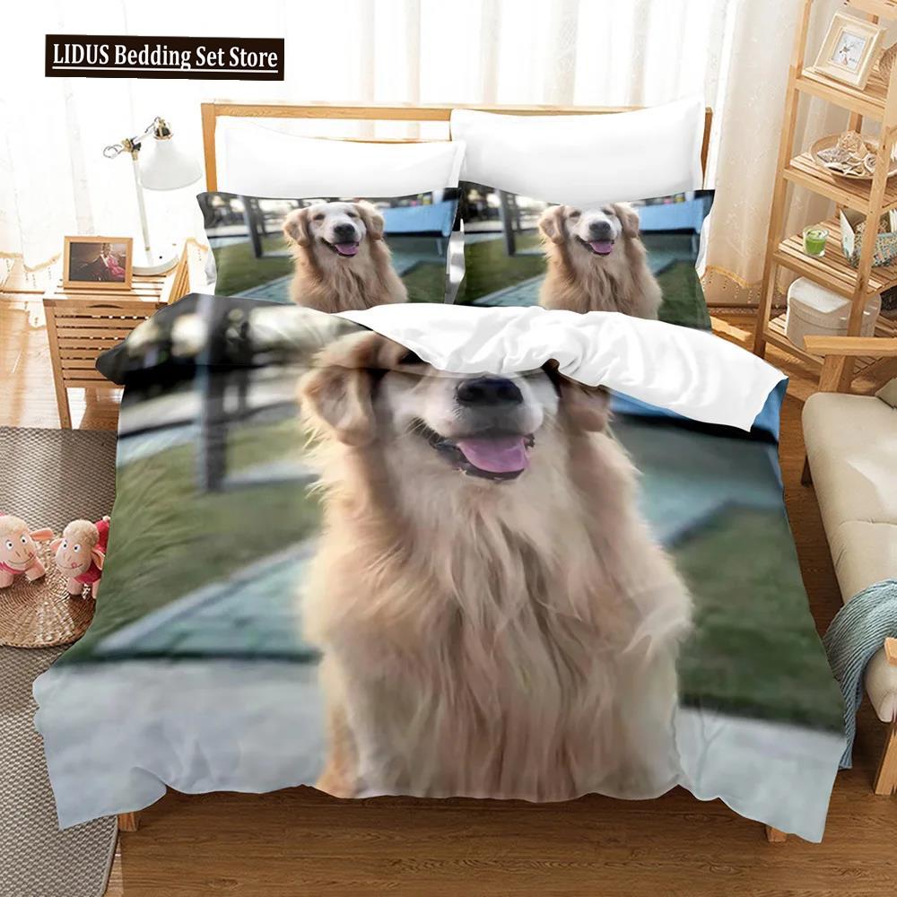 Hunde Tröster Bettbezug Einzel Kinder Niedliches Bettwäscheset Cartoon Welpenmuster Bettbezug Set 3D Stepp-/Deckbettbezug Kissenbezüge