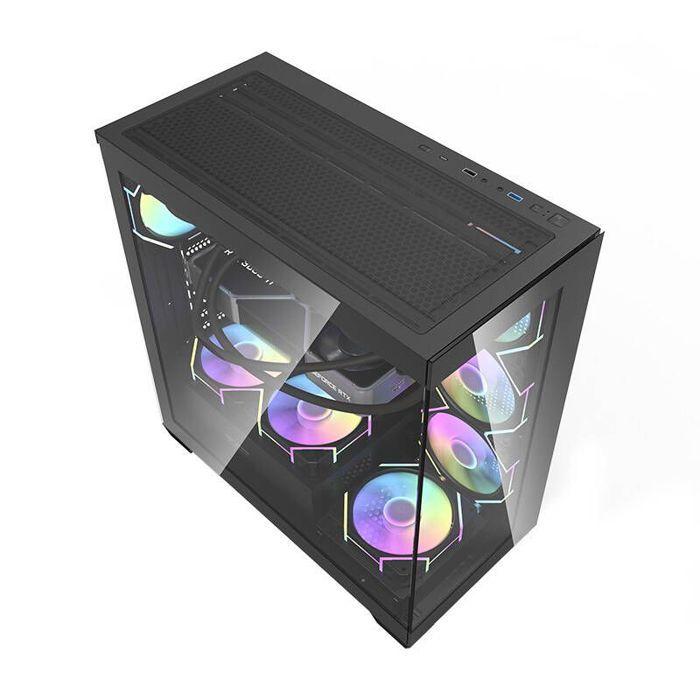 Boîtier informatique - DARKFLASH - DS900 - 7 ventilateurs ARGB - Compatibilité ATX - Noir