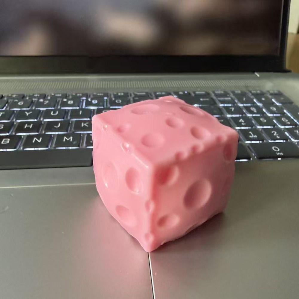 5cm Cheese Squeezed Cube Super Soft Cheese Stress Ball Novelty Cheese Squishy Toy  Stress Relief