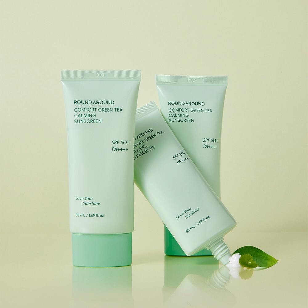 ROUND A'ROUND Comfort Green Tea Calming Sunscreen 50 ml + 20 ml Zestaw specjalny