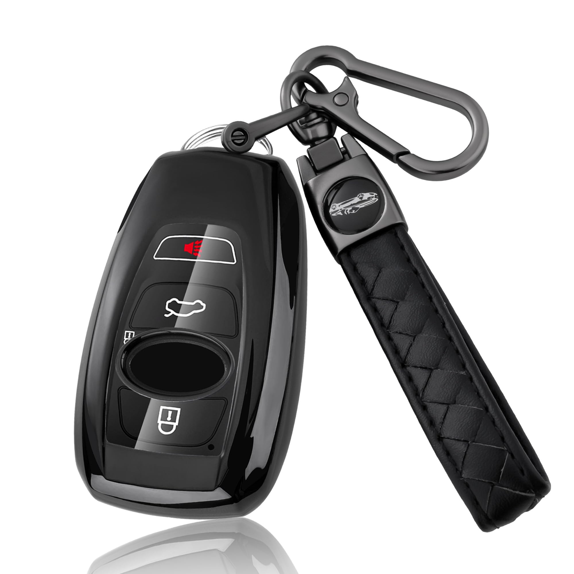 

PIMOHI Subaru Key Case, Crosstrek Forester Key Cover, Revogue Impreza Smart Key Case, Key Holder, Lightweight, TPU, Scratch Resistant, black+clear